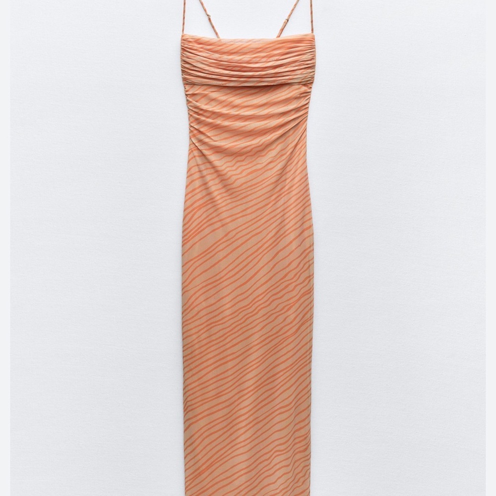 Zara printed tulle dress in orange women’s size US 4